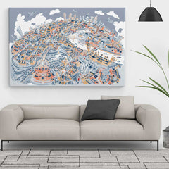 Open Edition Canvas - London Looking East in Retro Colours