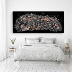 Open Edition Canvas - London Looking North - Orange & White on Black