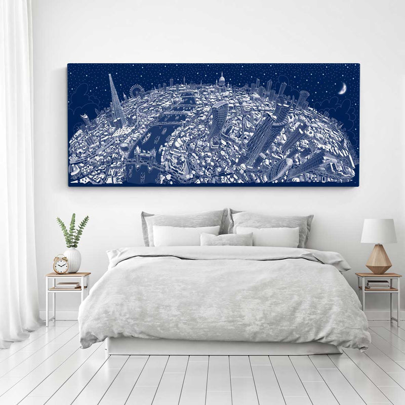 Limited Edition Canvas - London Looking West in Festive Blue