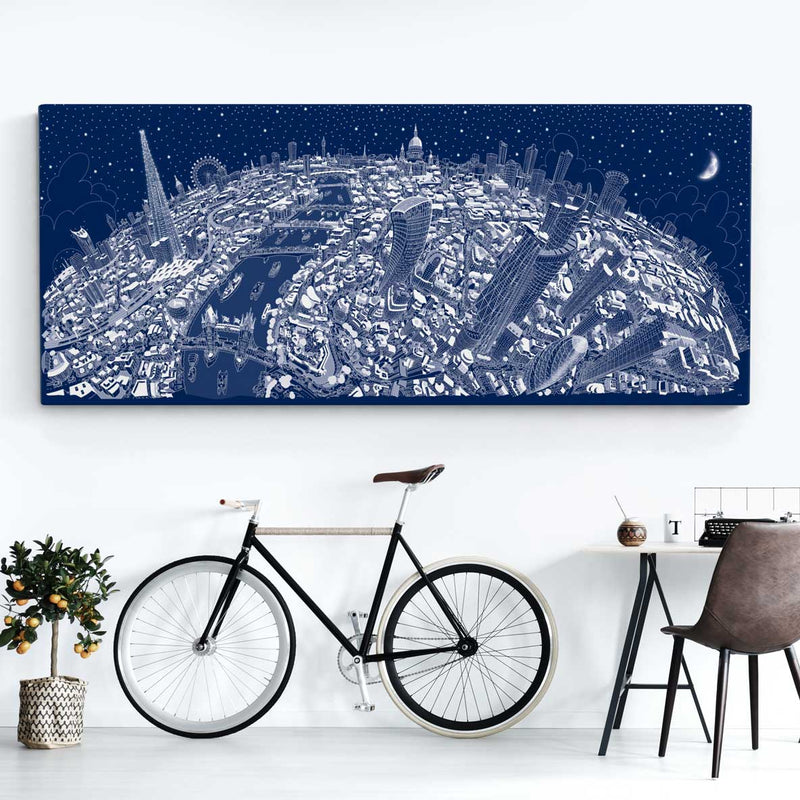 Limited Edition Canvas - London Looking West in Festive Blue