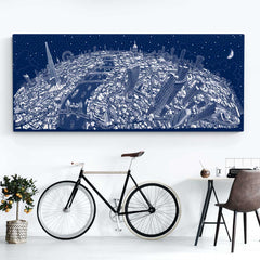 Limited Edition Canvas - London Looking West in Festive Blue