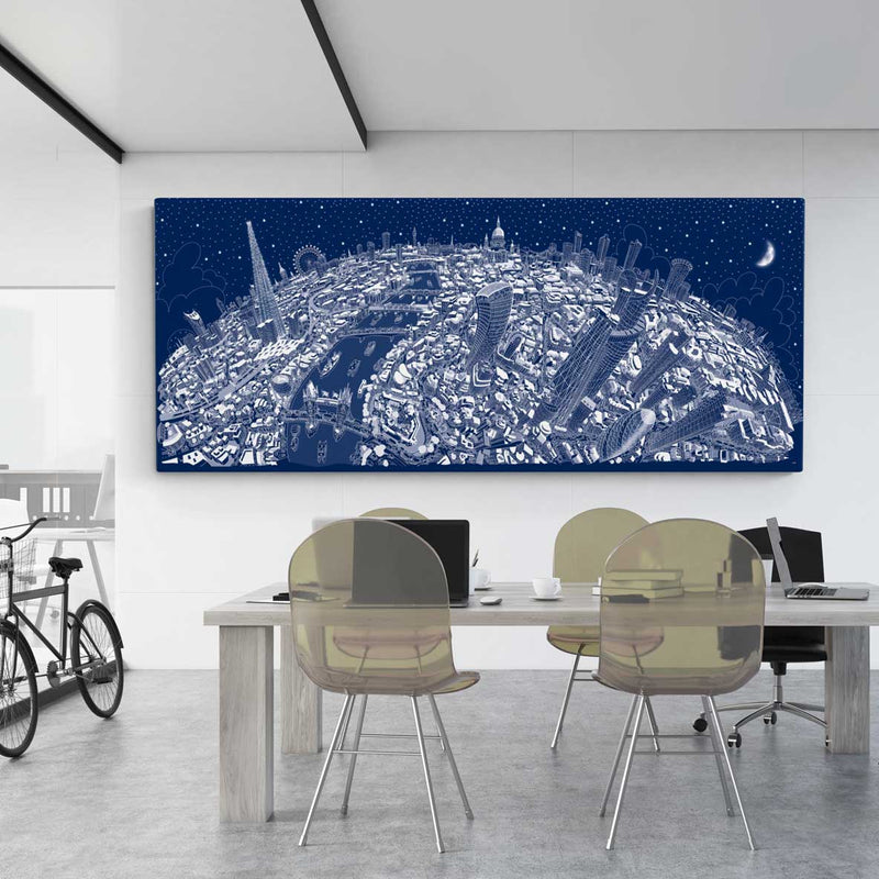 Limited Edition Canvas - London Looking West in Festive Blue