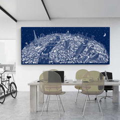 Limited Edition Canvas - London Looking West in Festive Blue