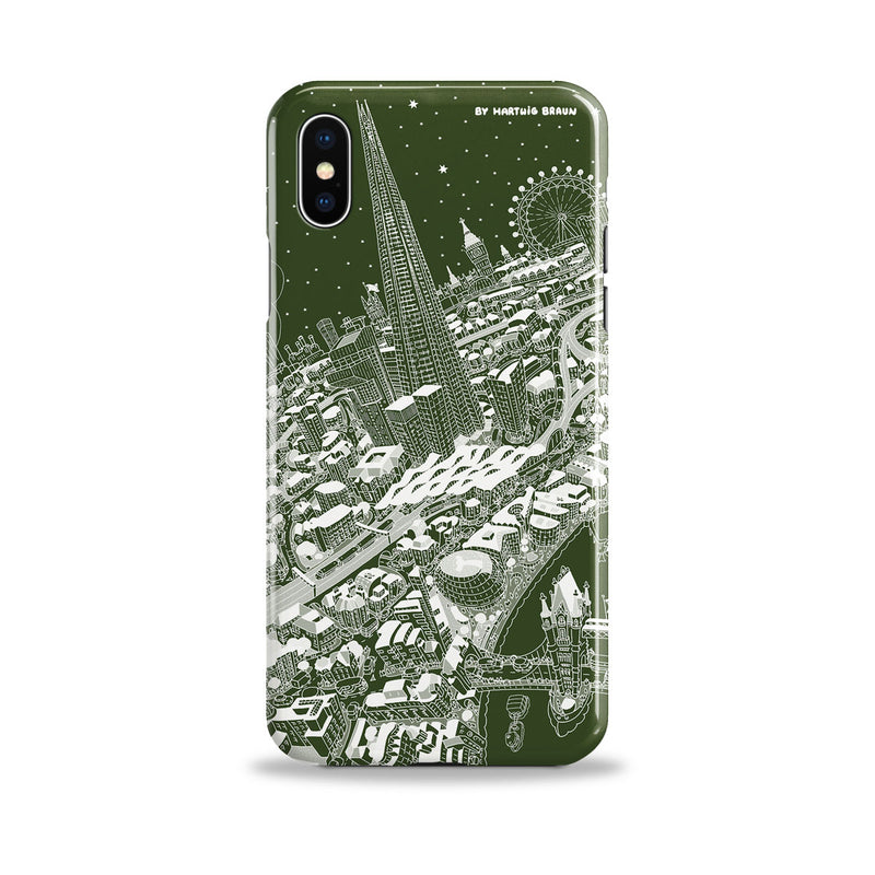 Smartphone 3D Case - London Around The Shard in White on Green