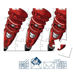 Jigsaw Puzzle Postcard - British Icons - Red Post Boxes (Landscape)