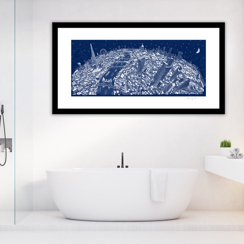 Limited Edition Art Print - London Looking West - Festive Blue (Signed)