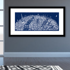 Limited Edition Art Print - London Looking West - Festive Blue (Signed)