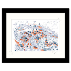 Mounted Art Print 14 x 11 inch - London Around The Shard - in Festive Blue (Portrait, Signed)