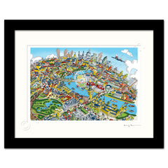 Mounted Art Print 14 x 11 inch - London Around The Shard - in Festive Blue (Portrait, Signed)