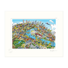 Mounted Art Print 14 x 11 inch - London Looking East - Full Colour (Landscape, Signed)