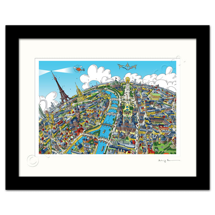 Mounted Art Print 14 x 11 inch - Paris Skyline - Full Colour (Landscape, Signed)