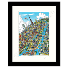 Mounted Art Print 14 x 11 inch - London Around The Shard - in Festive Blue (Portrait, Signed)