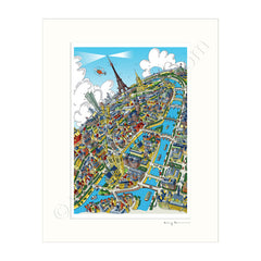 Mounted Art Print 14 x 11 inch - Paris Skyline - Full Colour (Portrait, Signed)