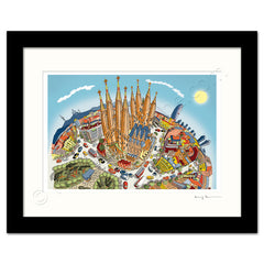 Mounted Art Print 14 x 11 inch - Barcelona Sagrada Familia - Pastel Shades (Portrait, Signed)