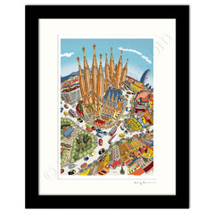 Mounted Art Print 14 x 11 inch - Barcelona Sagrada Familia - Full Colour (Portrait, Signed)