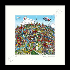 Square Mounted Art Print - Berlin Looking East - Full Colour (Signed)
