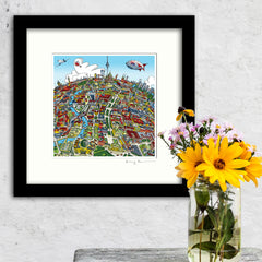Square Mounted Art Print - Berlin Looking East - Full Colour (Signed)