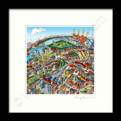 Square Mounted Art Print - Battersea & Clapham Junction - Full Colour (Signed)