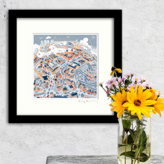 Square Mounted Art Print - Maritime Greenwich - Retro Colours (Signed)