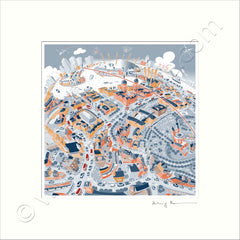 Square Mounted Art Print - Maritime Greenwich - Retro Colours (Signed)