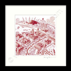 Square Mounted Art Print - Maritime Greenwich - Red (Signed)