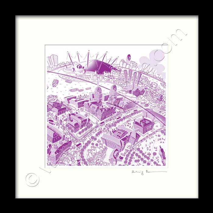 Square Mounted Art Print - Maritime Greenwich - Purple (Signed)