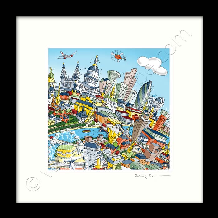 Square Mounted Art Print - The City of London - Full Colour (Signed)