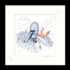Square Mounted Art Print - The London Eye - Graphic Line (Signed)
