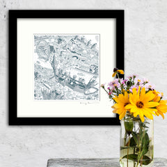 Square Mounted Art Print - London Around Westminster - Teal (Signed)