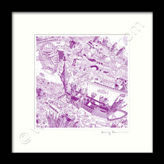 Square Mounted Art Print - London Around Westminster - Purple (Signed)