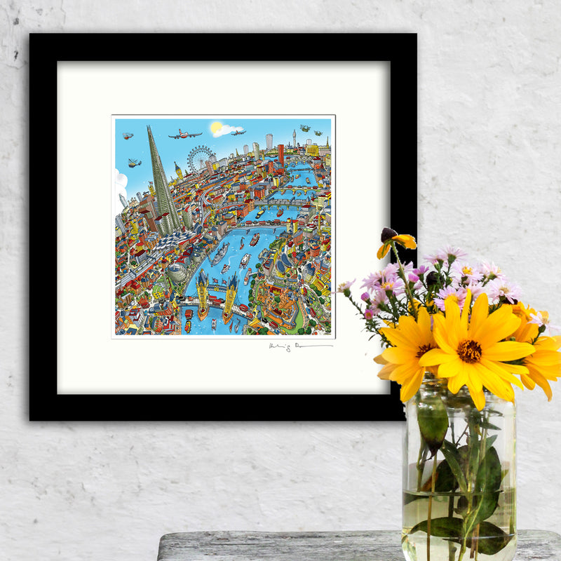 Square Mounted Art Print - London Around The Shard - Full Colour (Signed)
