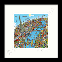 Square Mounted Art Print - London Around The Shard - Full Colour (Signed)