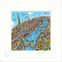 Square Mounted Art Print - London Around The Shard - Full Colour (Signed)