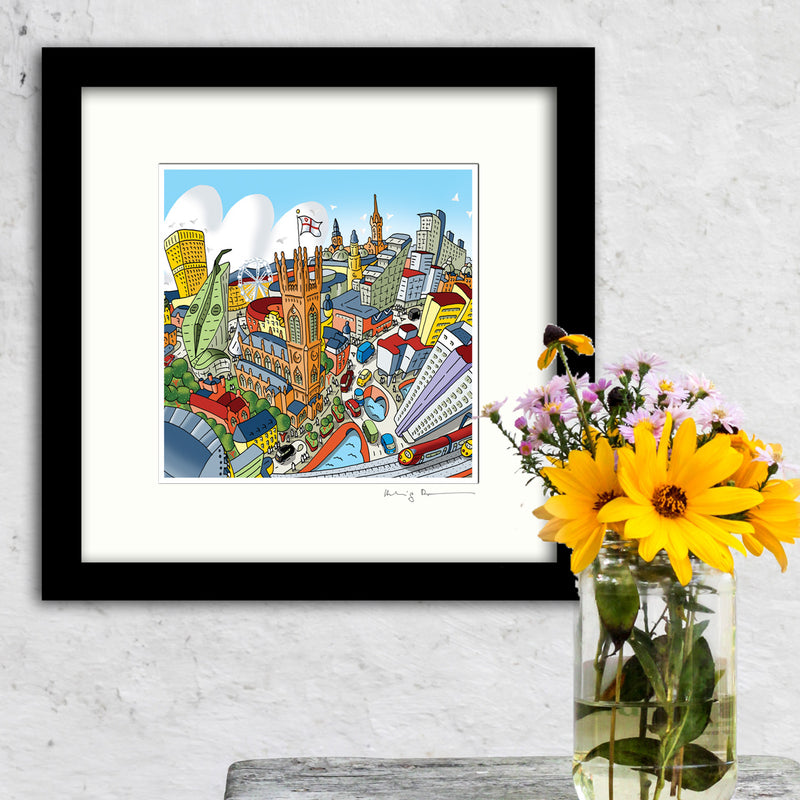 Square Mounted Art Print - London Skyline - Full Colour (Signed)