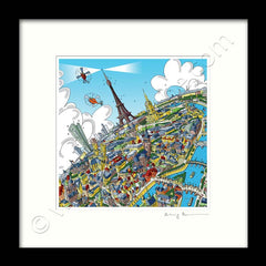 Square Mounted Art Print - Paris Skyline - Full Colour (Signed)