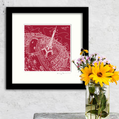 Square Mounted Art Print - Eiffel Tower - on Green (Signed)