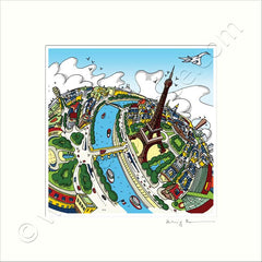 Square Mounted Art Print - Eiffel Tower - Full Colour (Signed)
