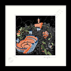 Square Mounted Art Print - Rome Colosseum - on Black (Signed)