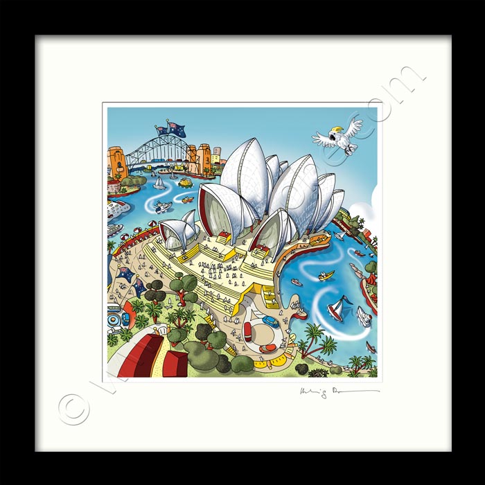 Square Mounted Art Print - Sydney Opera House - Full Colours (Signed)