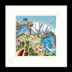 Square Mounted Art Print - Sydney Opera House - Full Colours (Signed)