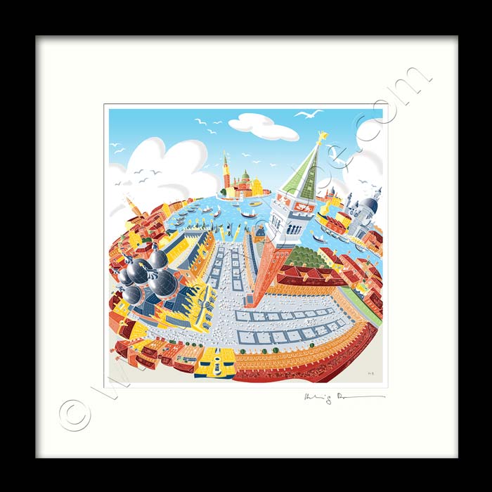 Square Mounted Art Print - Venice - Full Colours (Signed)