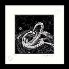 Square Mounted Art Print - Wembley Stadium - Black & White (Signed)