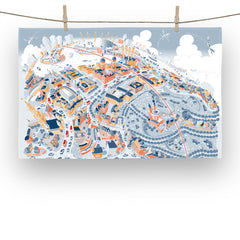 Cotton Tea Towel - Maritime Greenwich - Retro Colours