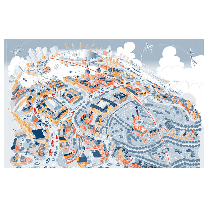 Cotton Tea Towel - Maritime Greenwich - Retro Colours