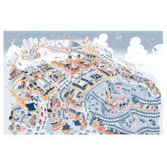 Cotton Tea Towel - Maritime Greenwich - Retro Colours